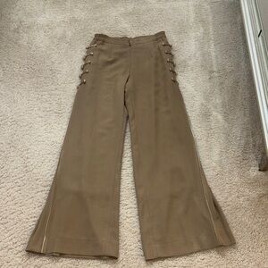 Stylish Brown Wide-Leg Silk Pants Like New XS